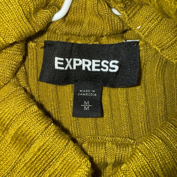 Express Mustard/Lime Ribbed Sleeveless Turtleneck Sweater Size M - Picture 2 of 3